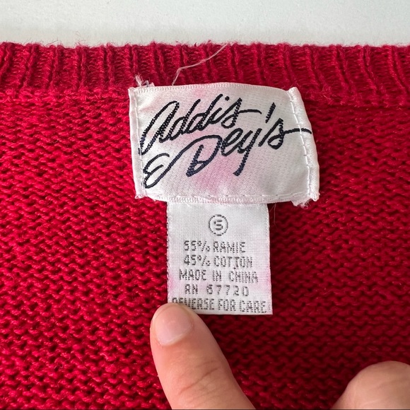 Vintage Heavy Knit Oversized Red Cardigan - Picture 6 of 9